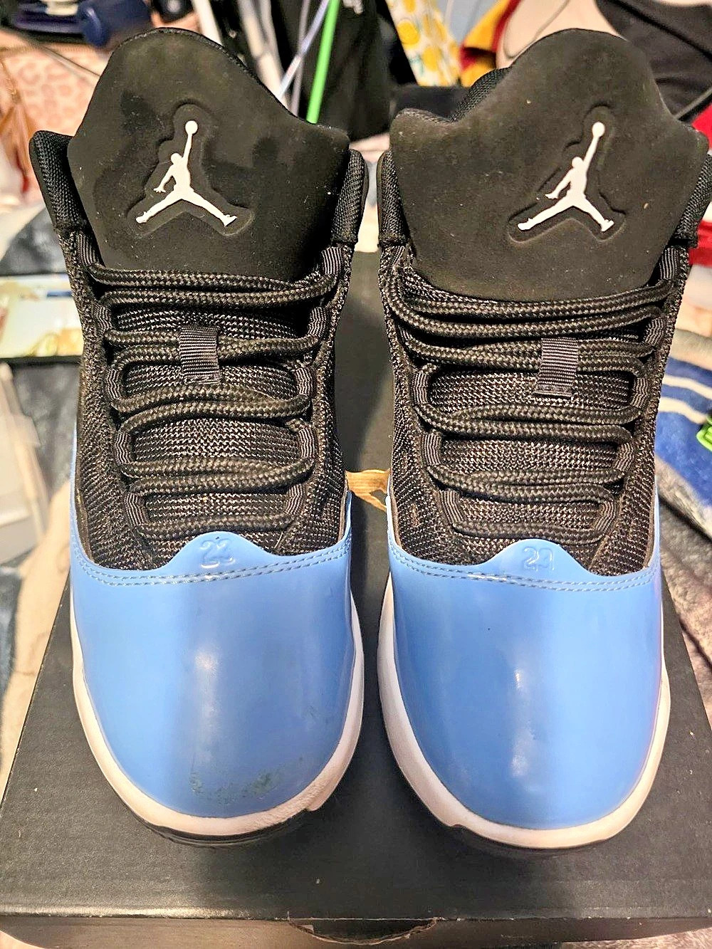 They have a slight scruff on right shoe but other than that they are perfectly f
